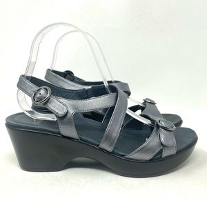 Dansko Strappy Sandal Wedge 9703970200 Silver Womens 39
